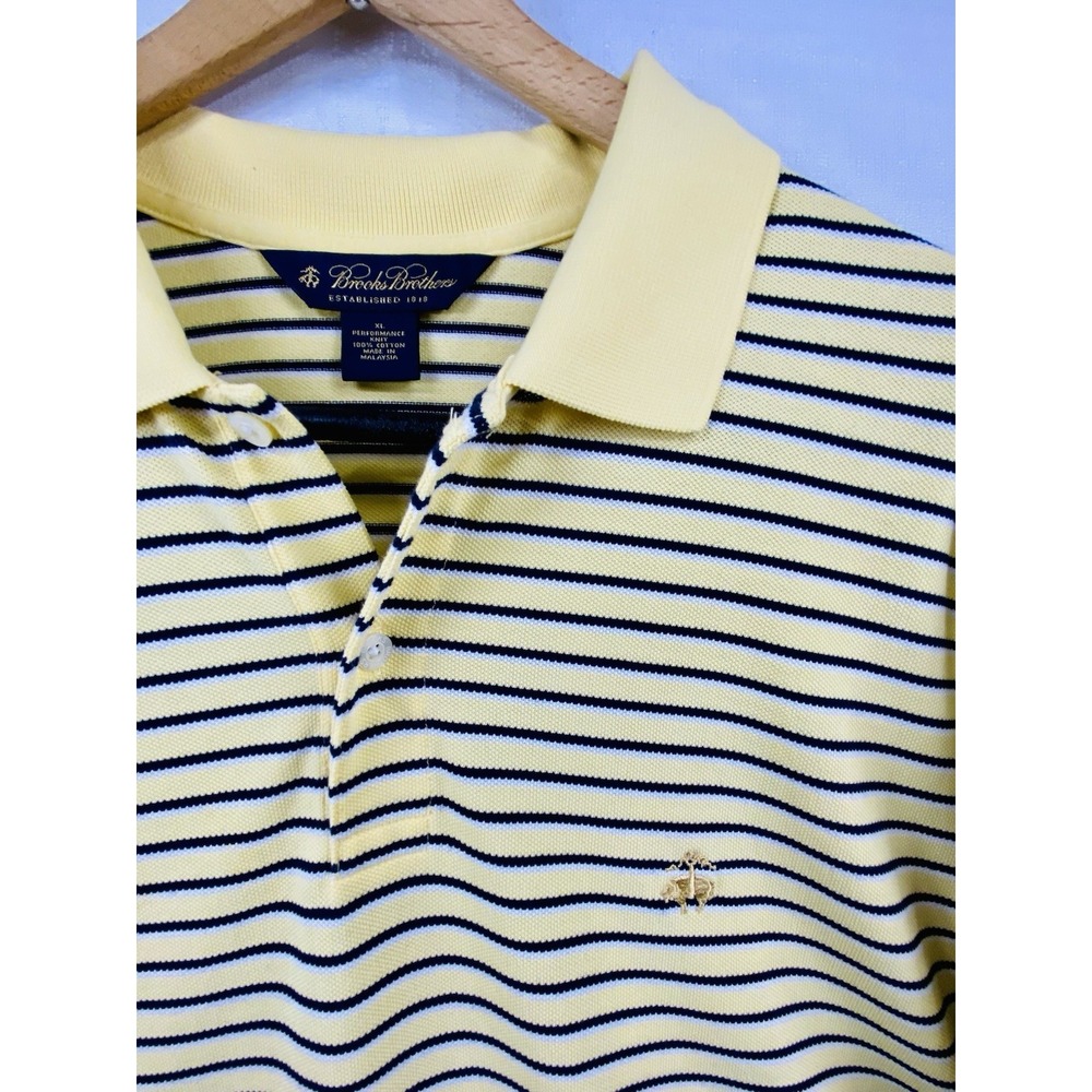Brooks Brothers Performance Knit Polo Shirt Mens XL Yellow Black Country Club